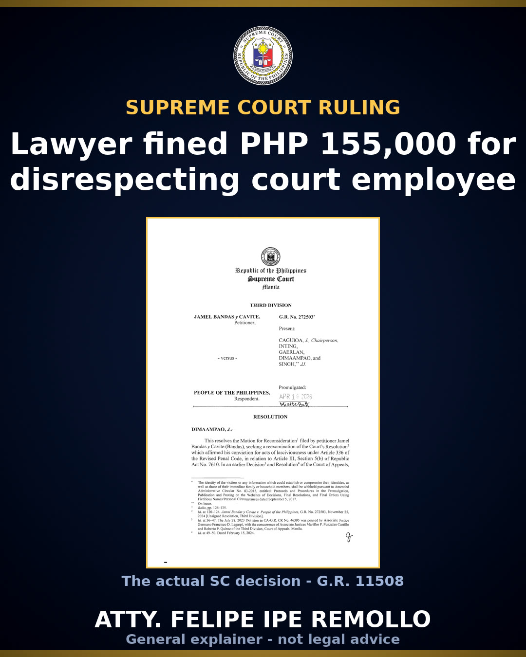 SC fines already-disbarred lawyer P155,000 for disrespecting court