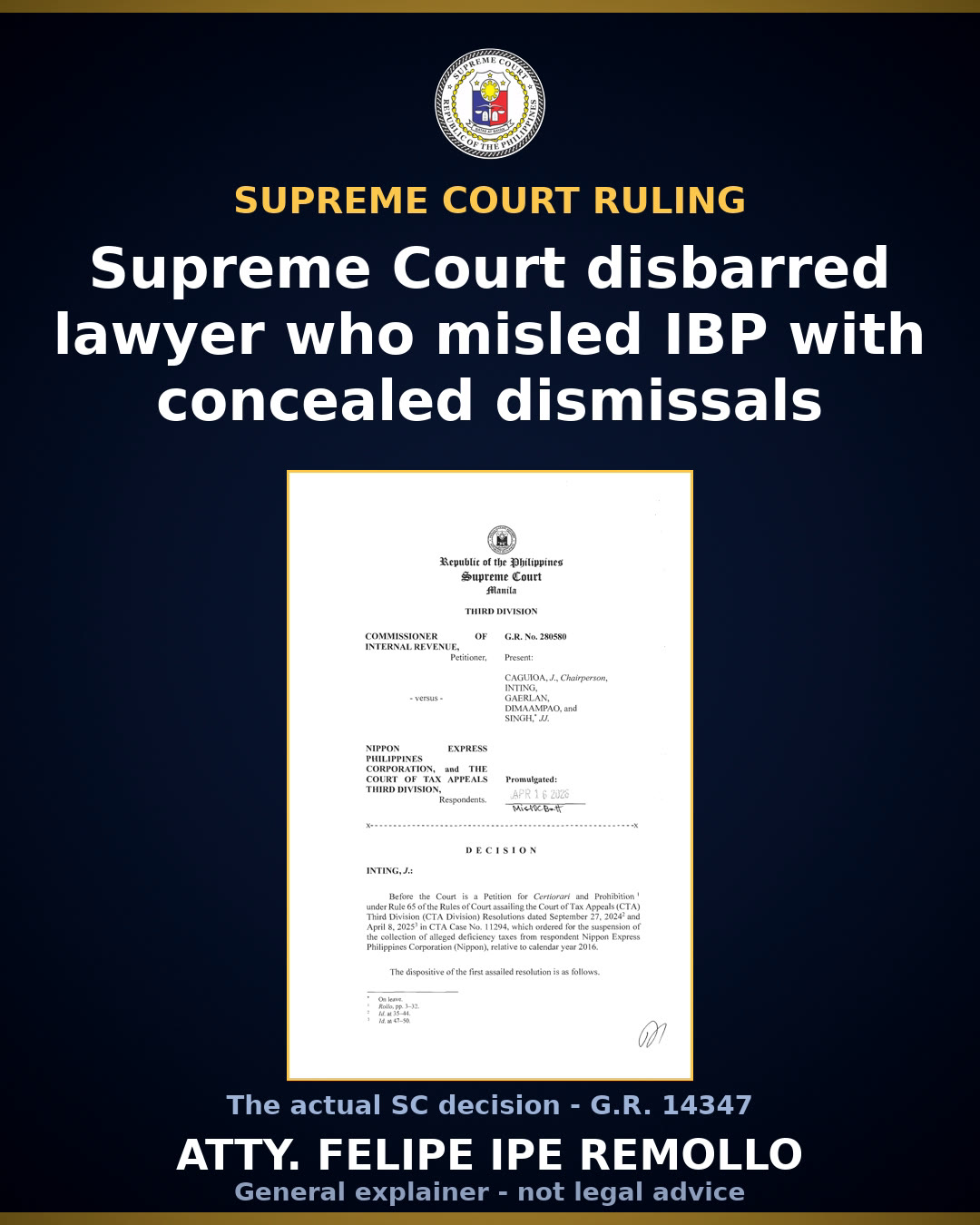 Supreme Court disbarred Atty. Gerardo Alberto for dishonesty and disobedience