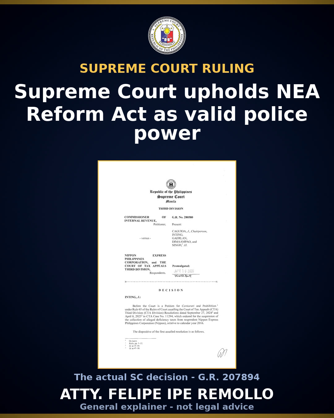 Supreme Court upholds NEA Reform Act of 2013 as valid exercise of police power