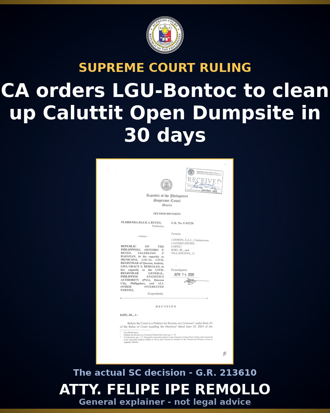 SC grants Bontoc's petition, sets aside CA order to remove Caluttit dump garbage