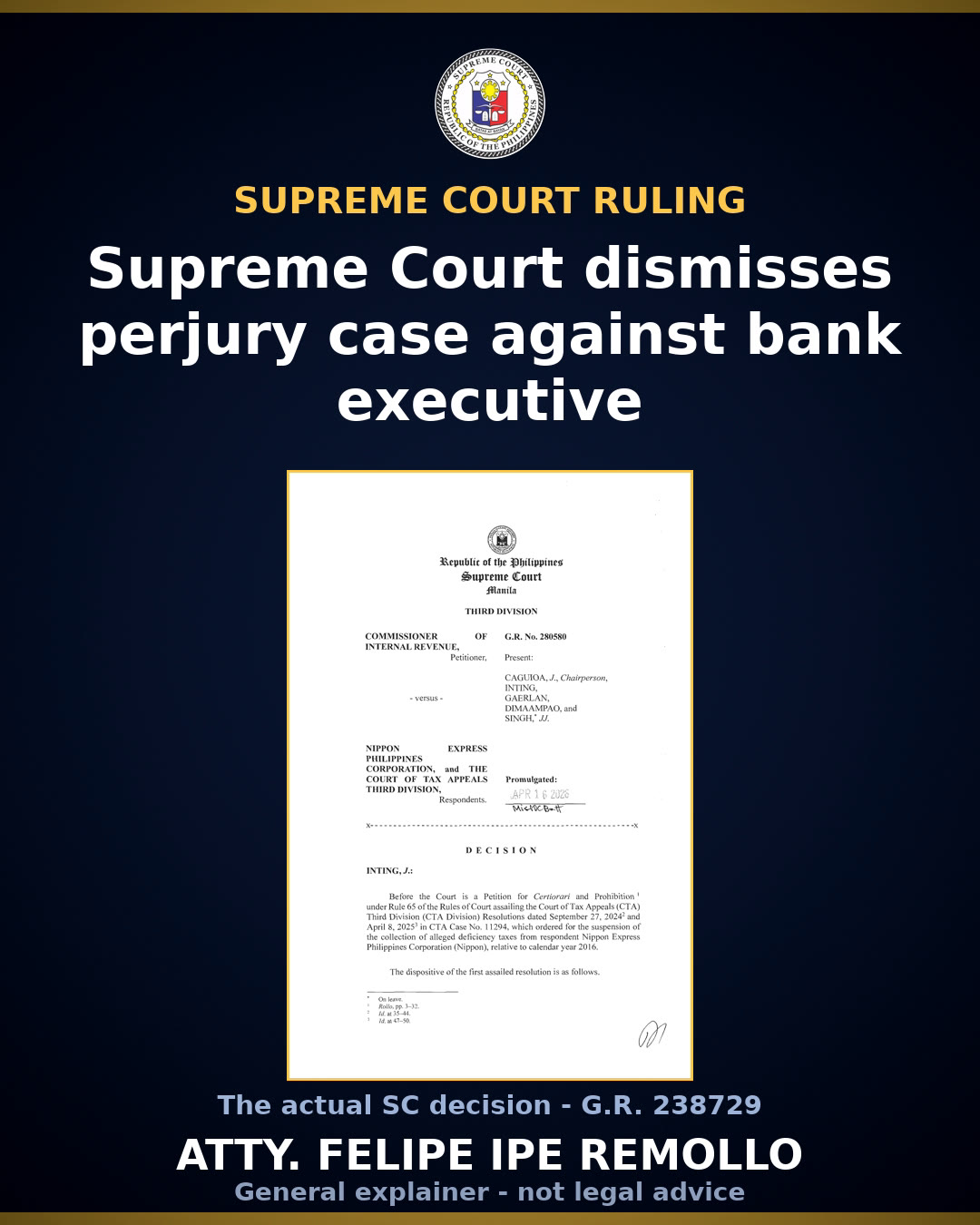 Supreme Court dismisses perjury case against Standard Chartered Bank executive
