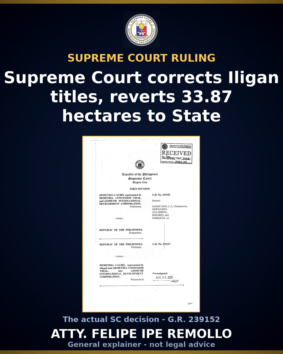 SC denies petitions; excess land in Iligan reverts to public domain