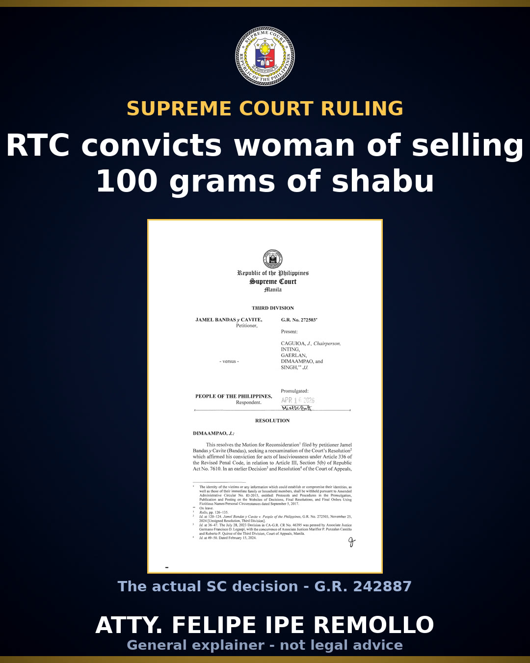 Supreme Court denies Dumat-ol appeal in P200,000 shabu buy-bust case
