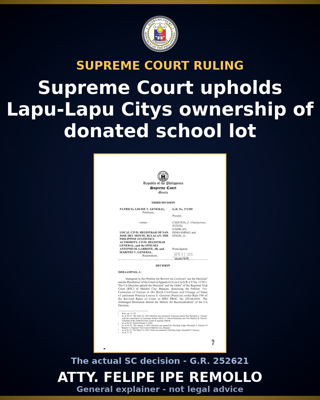 SC upholds Lapu-Lapu City ownership of donated school lot