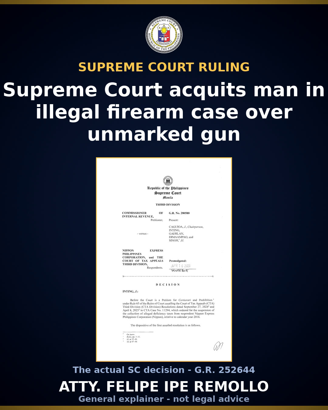 Supreme Court acquits man of illegal firearm possession over unjustified failure to mark gun at arrest site