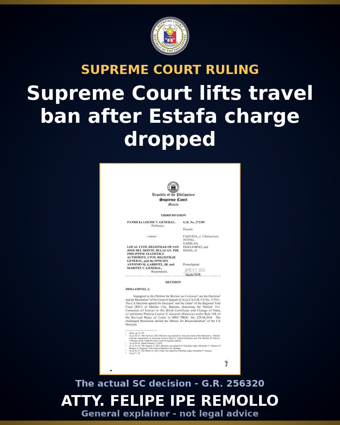 SC lifts hold departure order vs Faustine Abad in check case