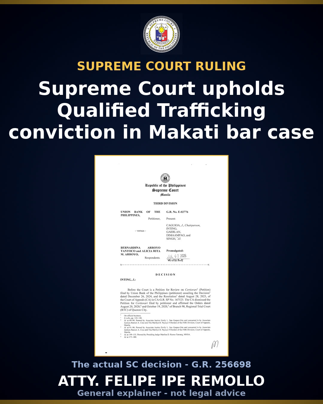 SC convicts club manager, accomplice in Makati trafficking case
