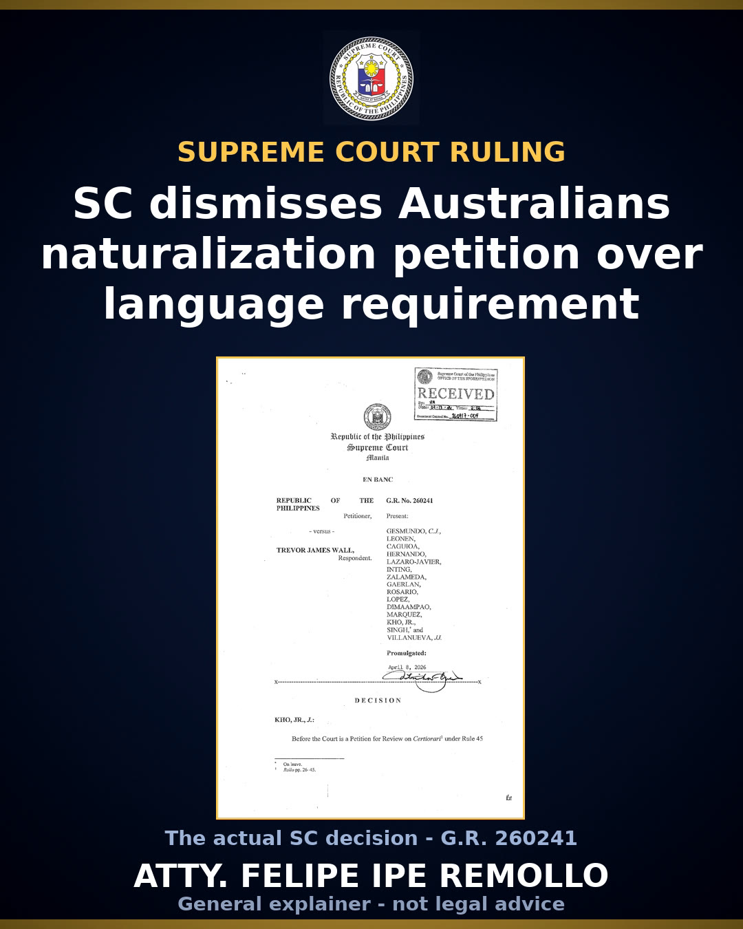 SC dismisses Australian's citizenship bid over language qualification