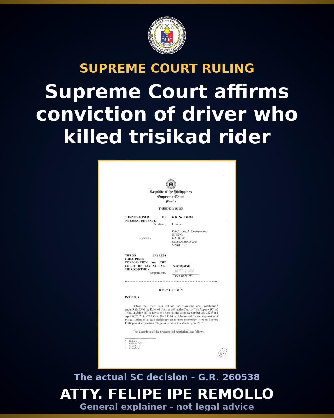 SC partly grants appeal of driver convicted in 2003 Bacolod trisikad death