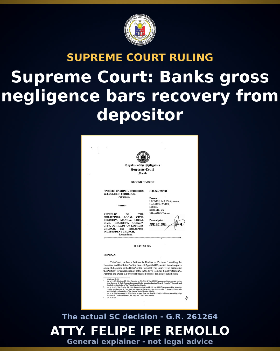 SC denies BDO claim vs depositor over check cleared by bank error