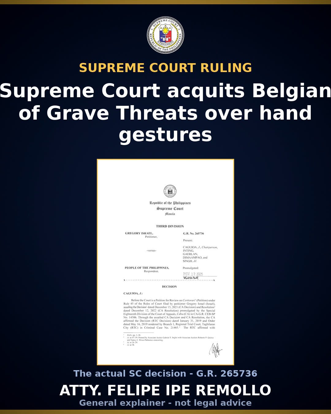 Supreme Court acquits Belgian national of grave threats over gun, beheading gestures