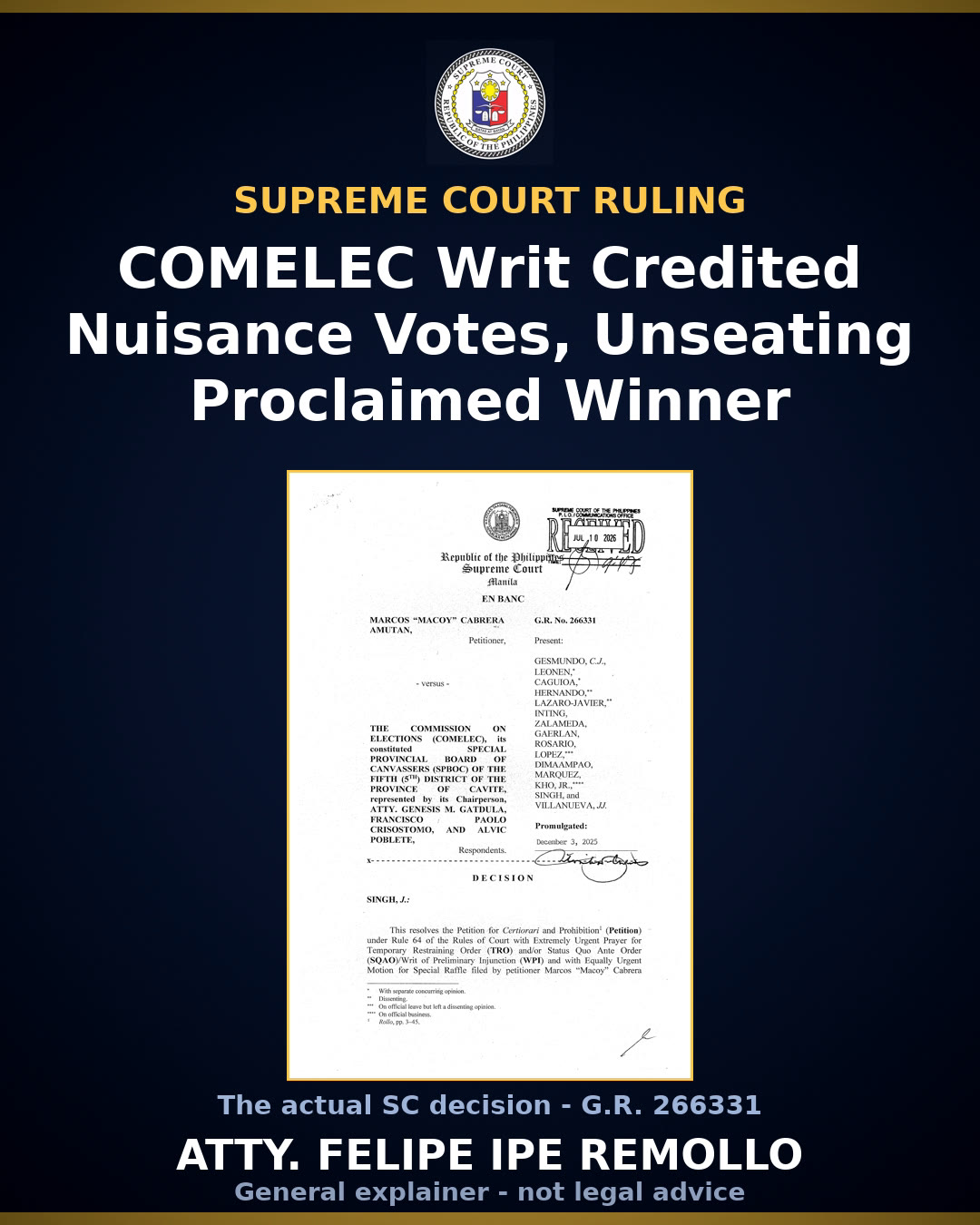 SC upholds Amutan's win, voids COMELEC writ crediting nuisance votes