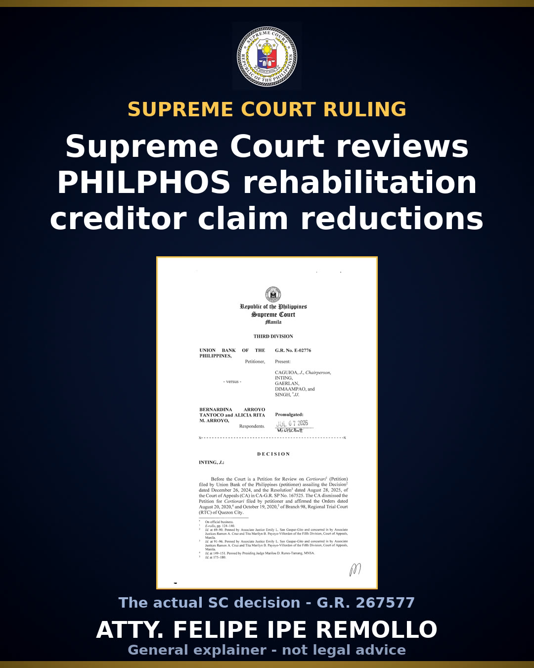 SC denies DBP, PPA petitions; partly grants bank petition vs PHILPHOS