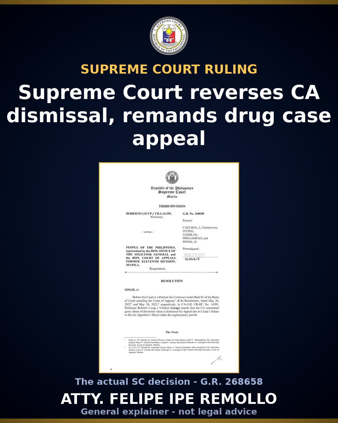 Supreme Court orders CA to reinstate drug convict's dismissed appeal