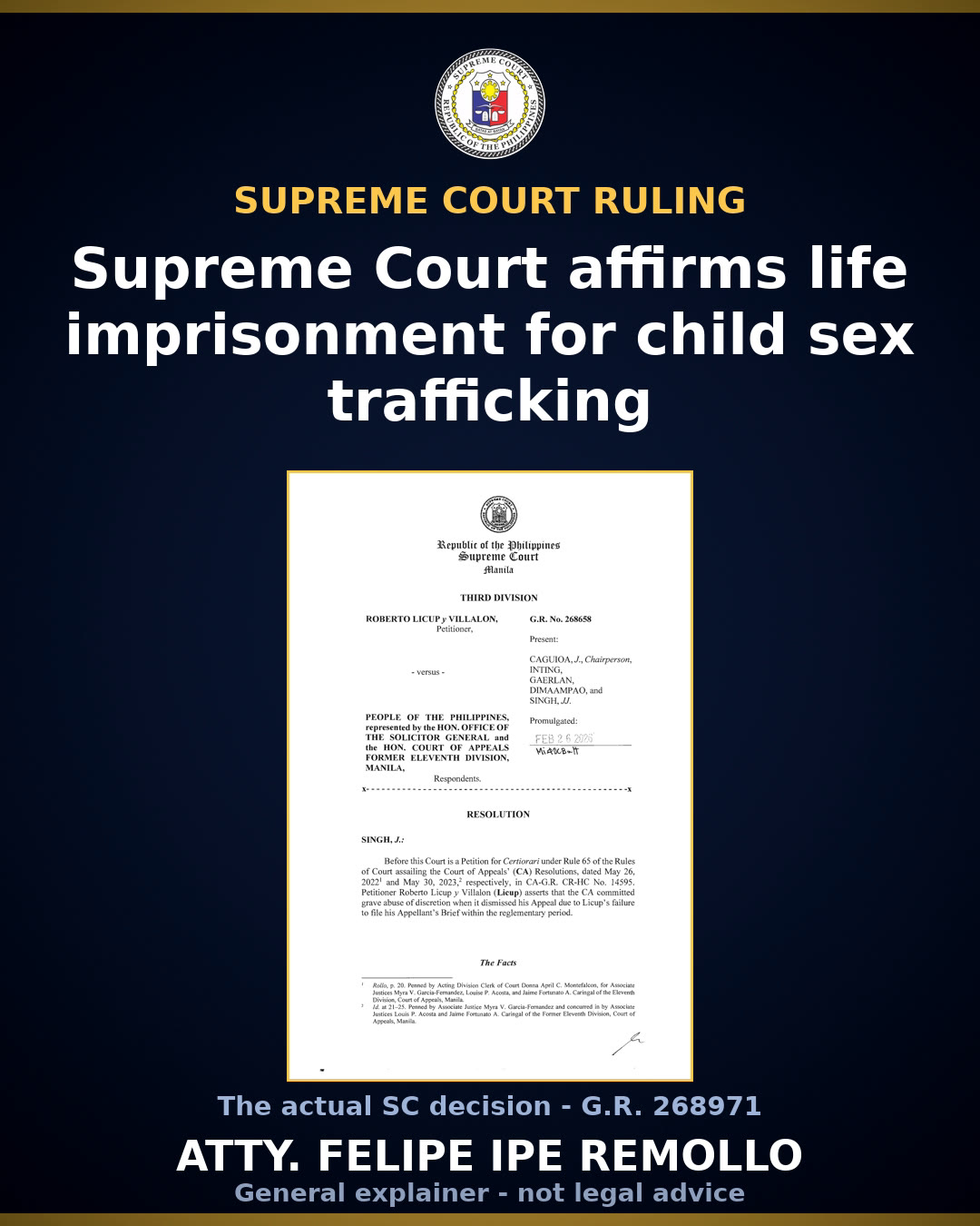 SC affirms life imprisonment of woman who trafficked 13-year-old girl for sex