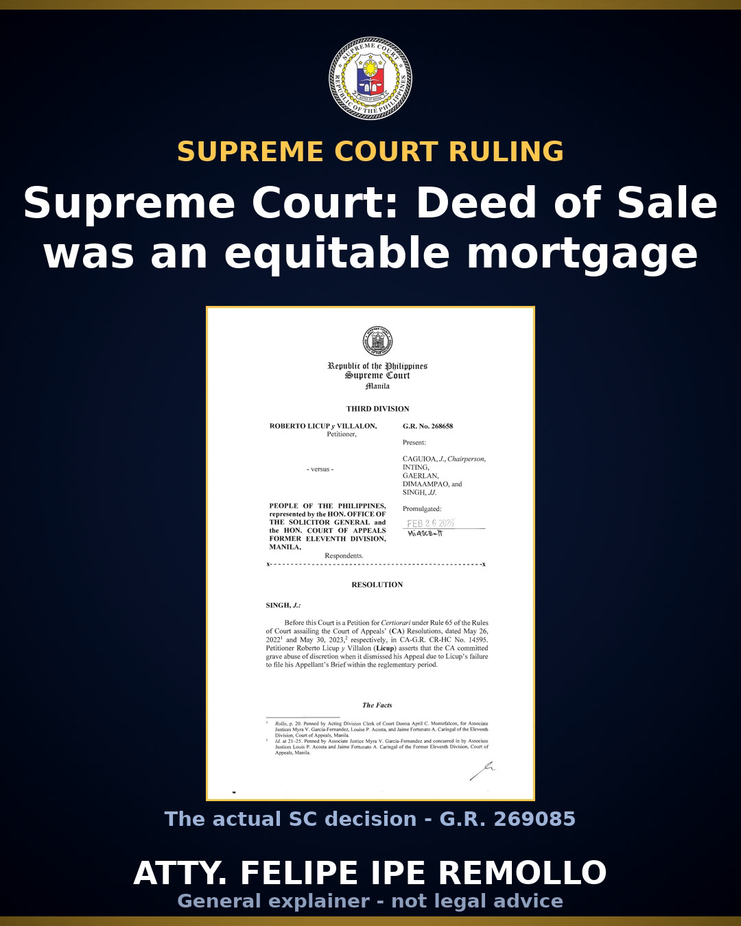 Supreme Court denies petition, upholds equitable mortgage ruling over Zamboanga City property