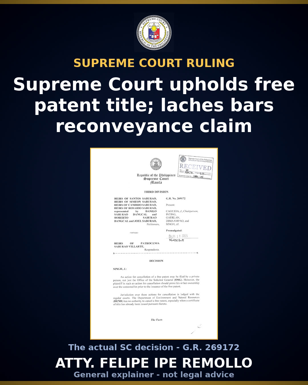 SC denies Heirs of Saburao land reconveyance plea over 60-year delay