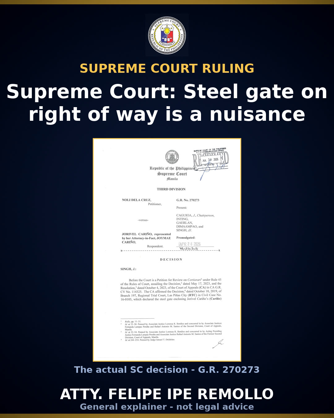 SC affirms steel gate blocking neighbor's road access is a nuisance