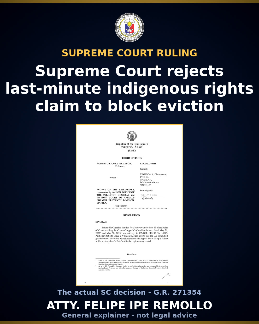 Supreme Court dismisses couple's bid to block eviction using tribal claim