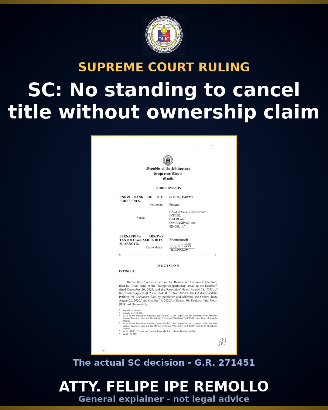 SC: Title cancellation cannot be ordered in accion publiciana case