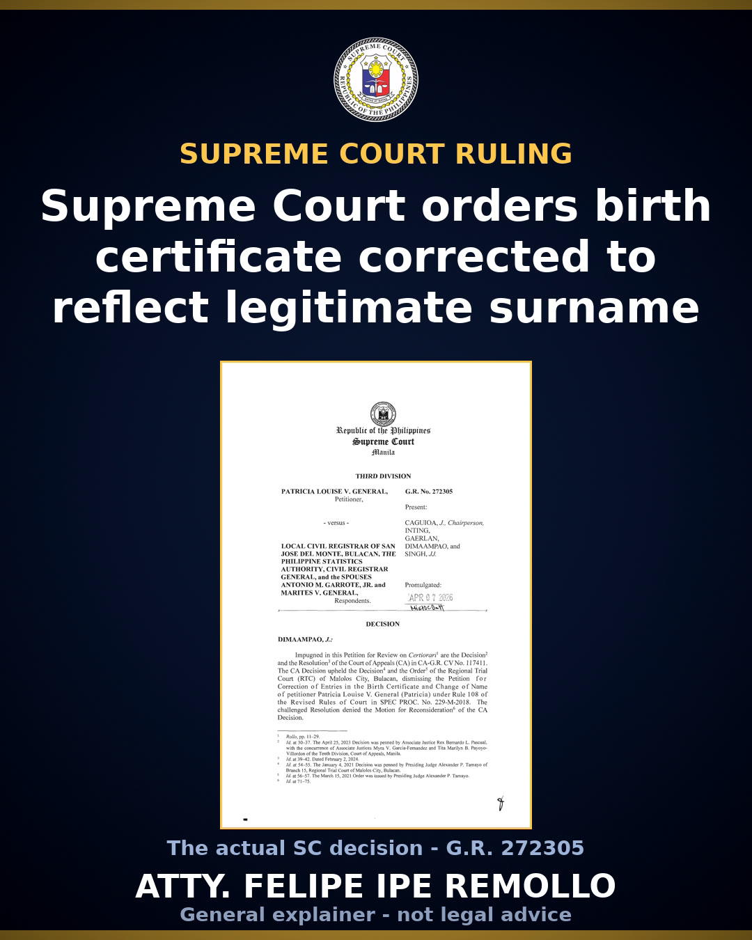 SC: Child born during marriage entitled to father's surname