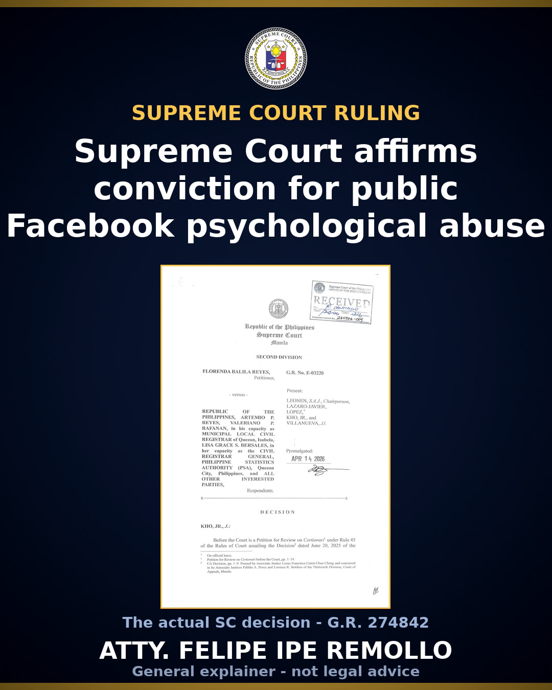 SC affirms conviction for online psychological abuse under RA 9262