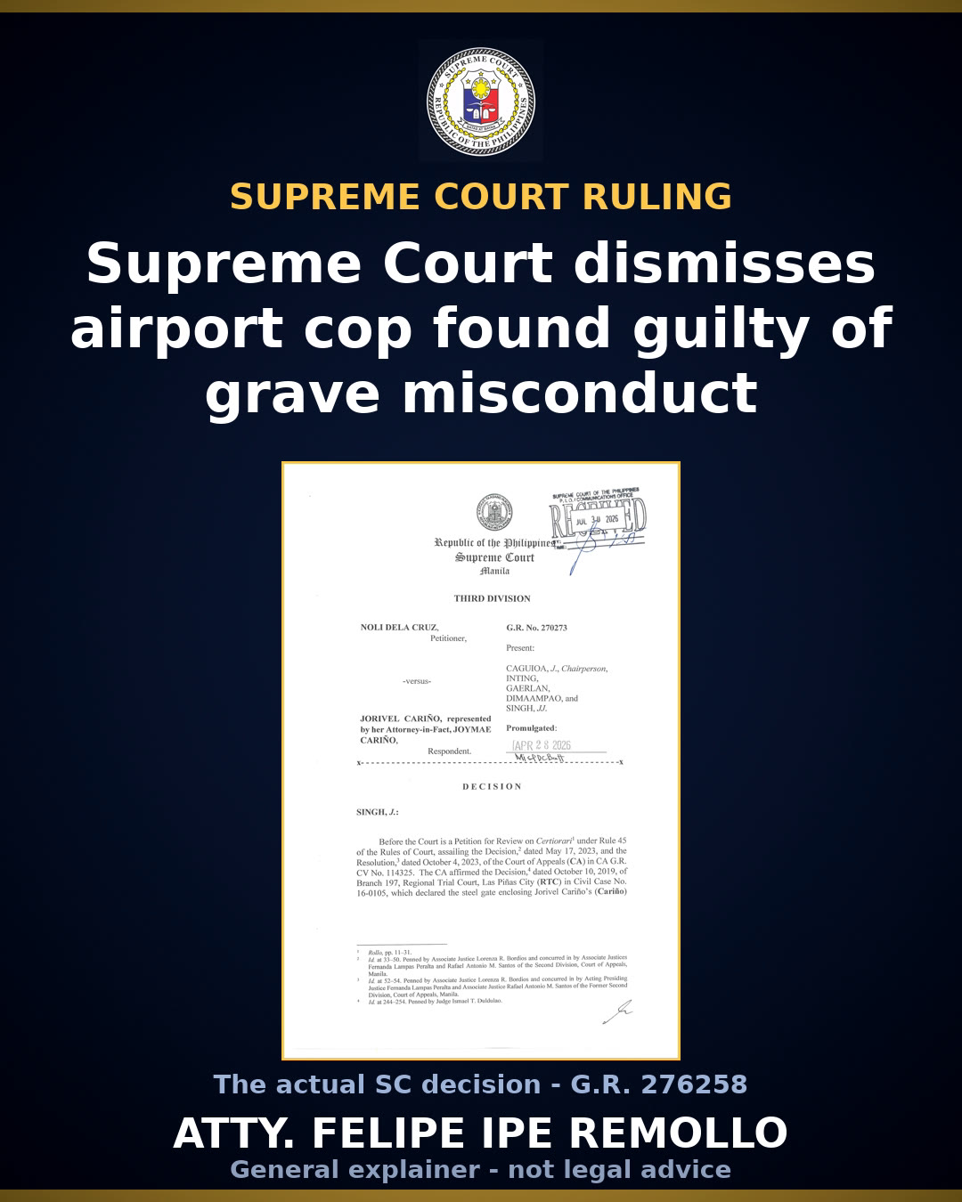 Supreme Court upholds dismissal of PSSUPT Hernandez for grave misconduct