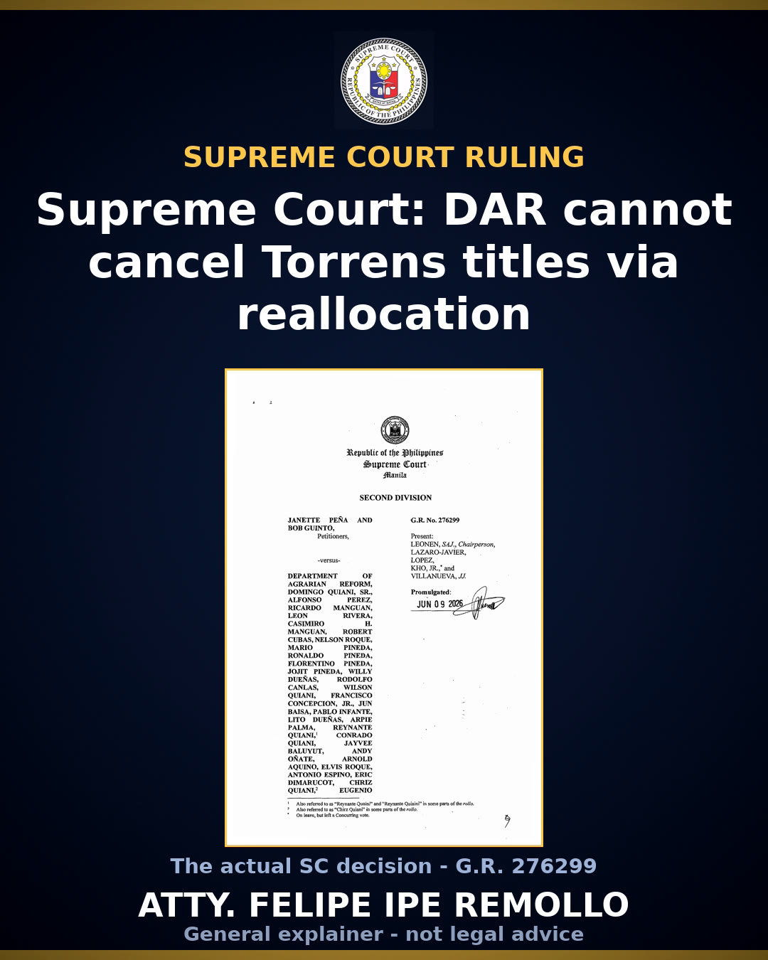 SC dismisses farmers' reallocation bid over titled land in Tarlac