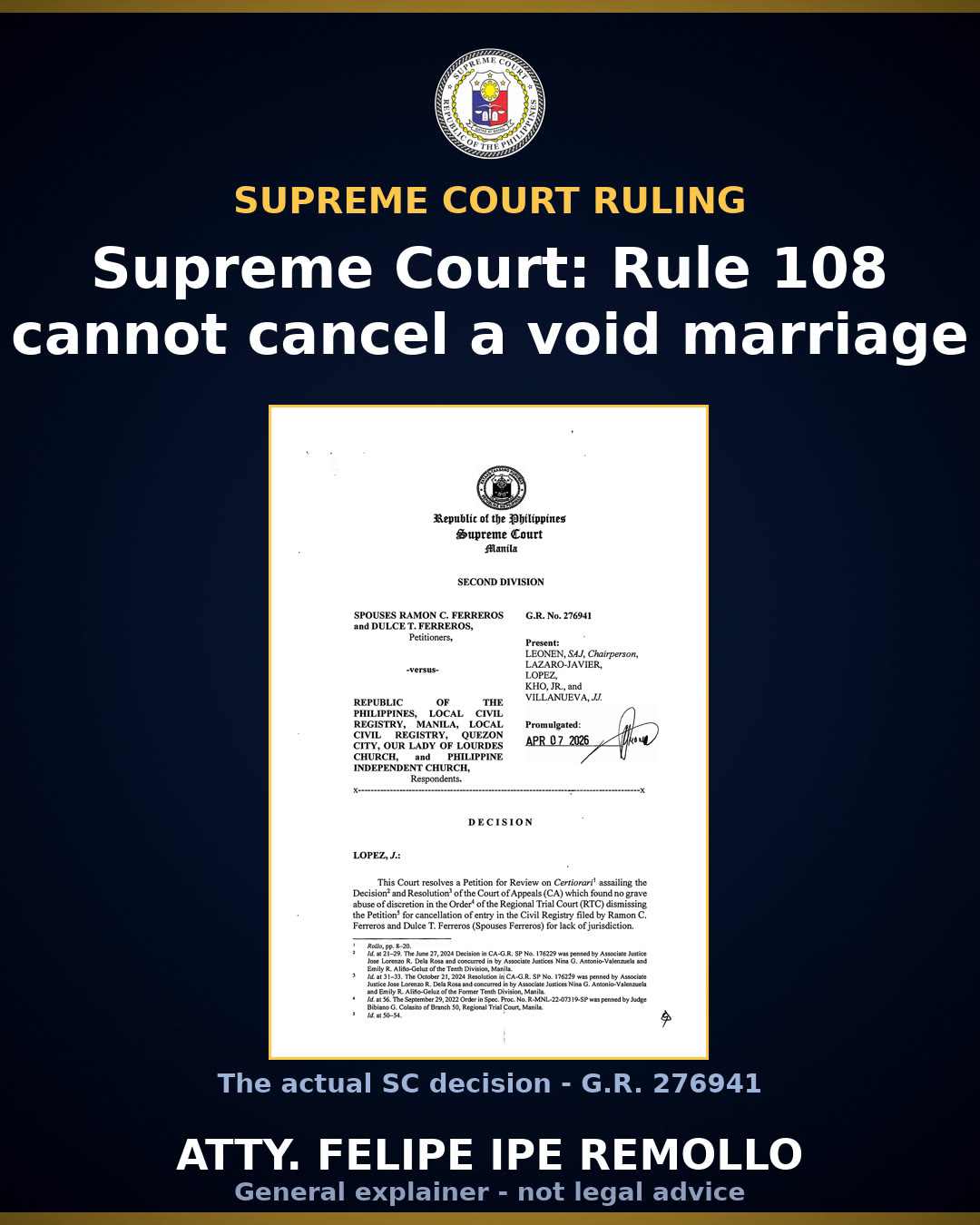 SC: Rule 108 petition can't be used to void marriage over missing license