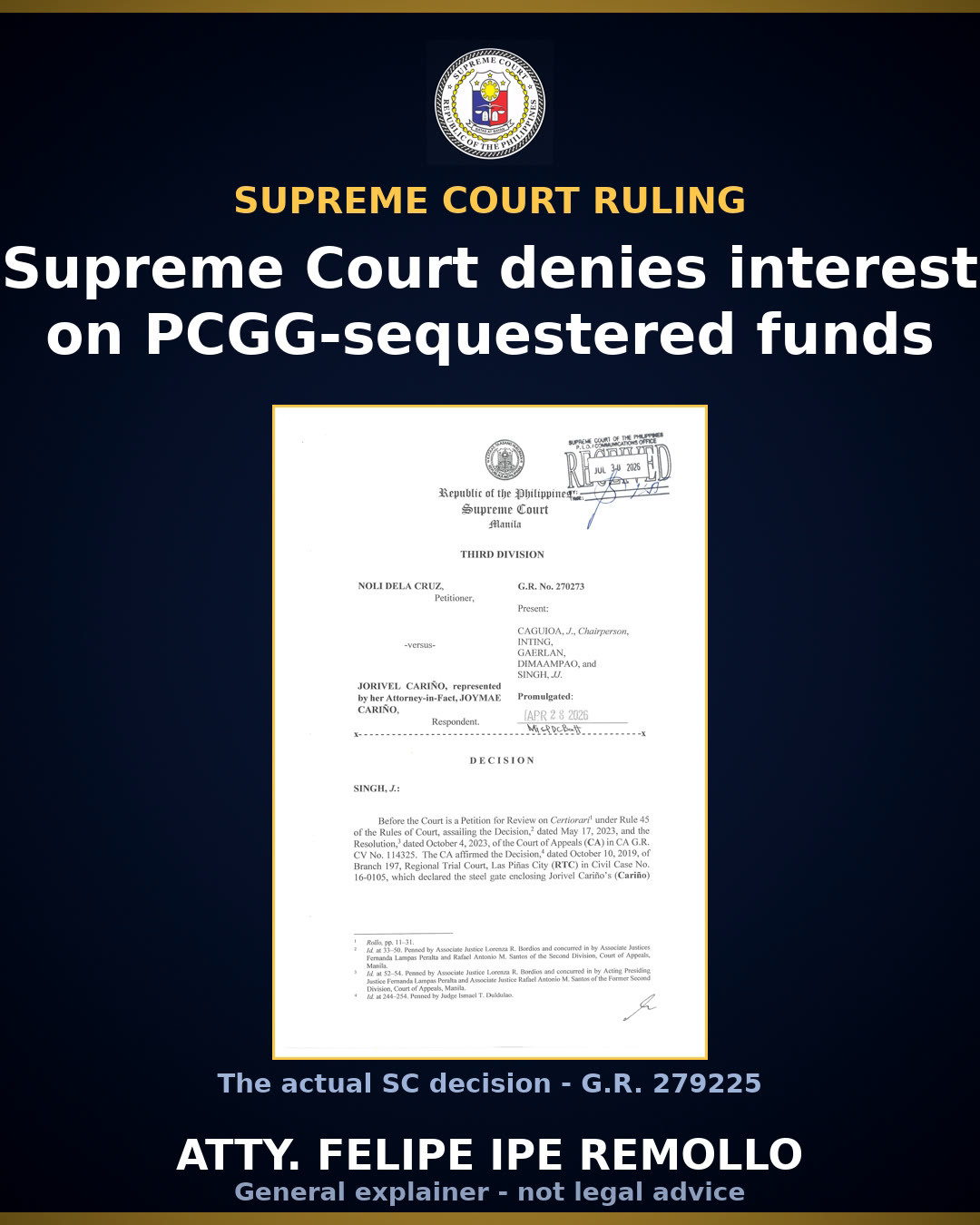 Supreme Court denies Palm Companies' bid for interest on sequestered funds