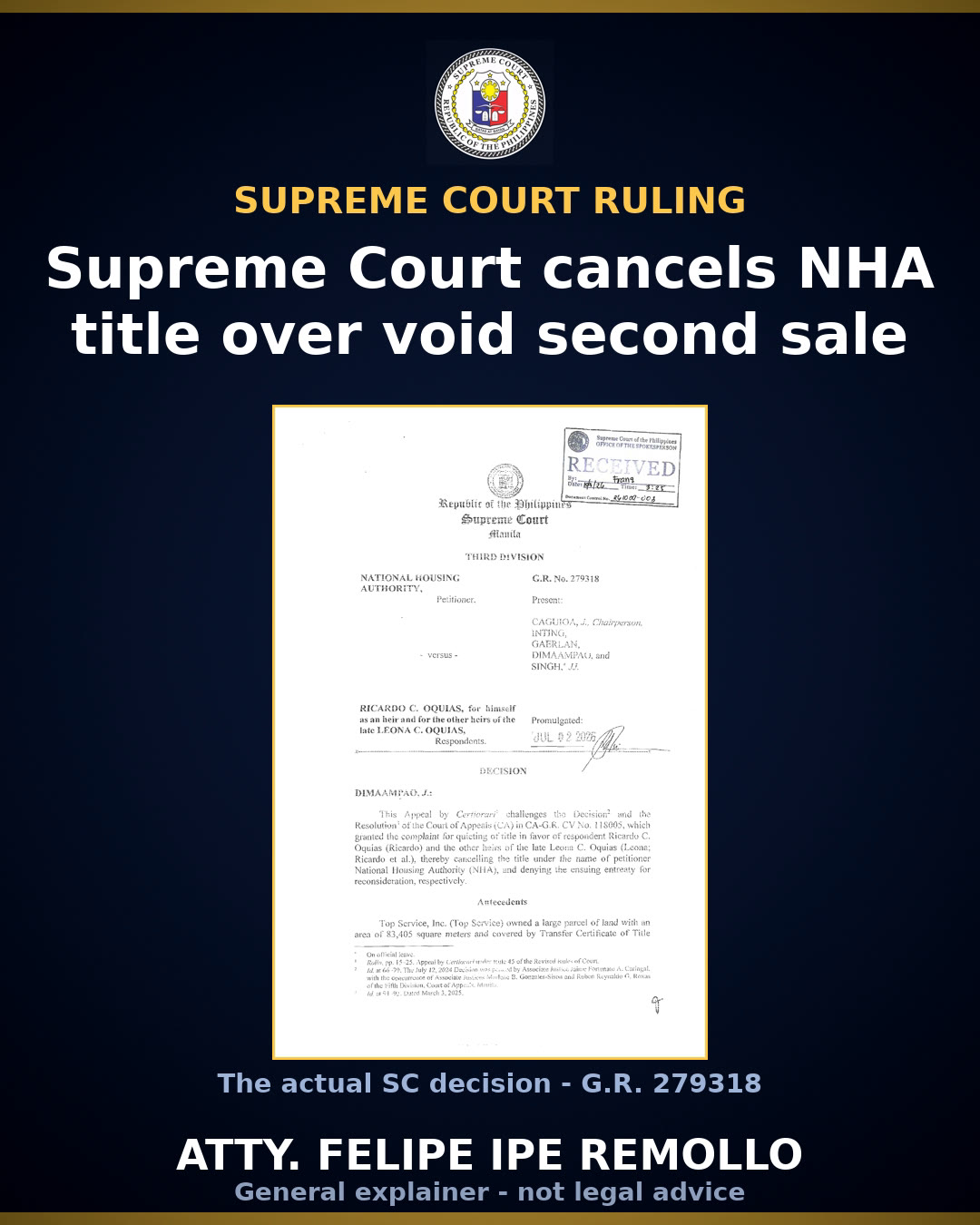 Supreme Court denies NHA appeal, upholds Leona's title over disputed land