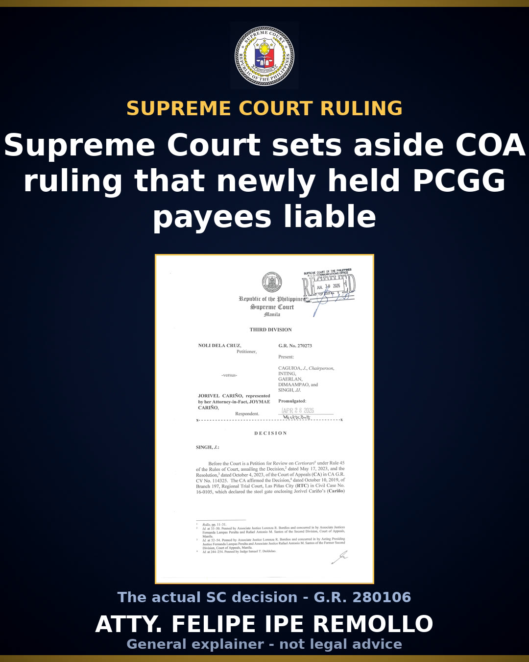 SC frees PCGG employees from refunding disallowed benefits