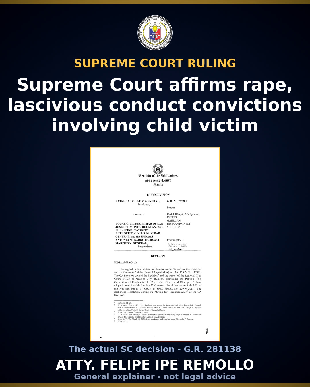 Supreme Court affirms rape conviction, modifies co-accused's offenses