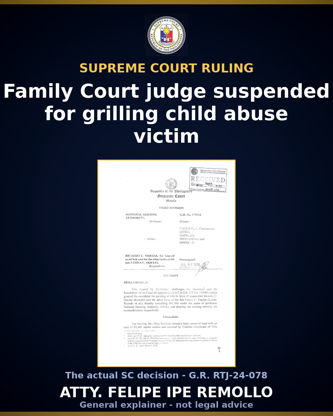 SC suspends Laguna family court judge for one year over child witness questioning
