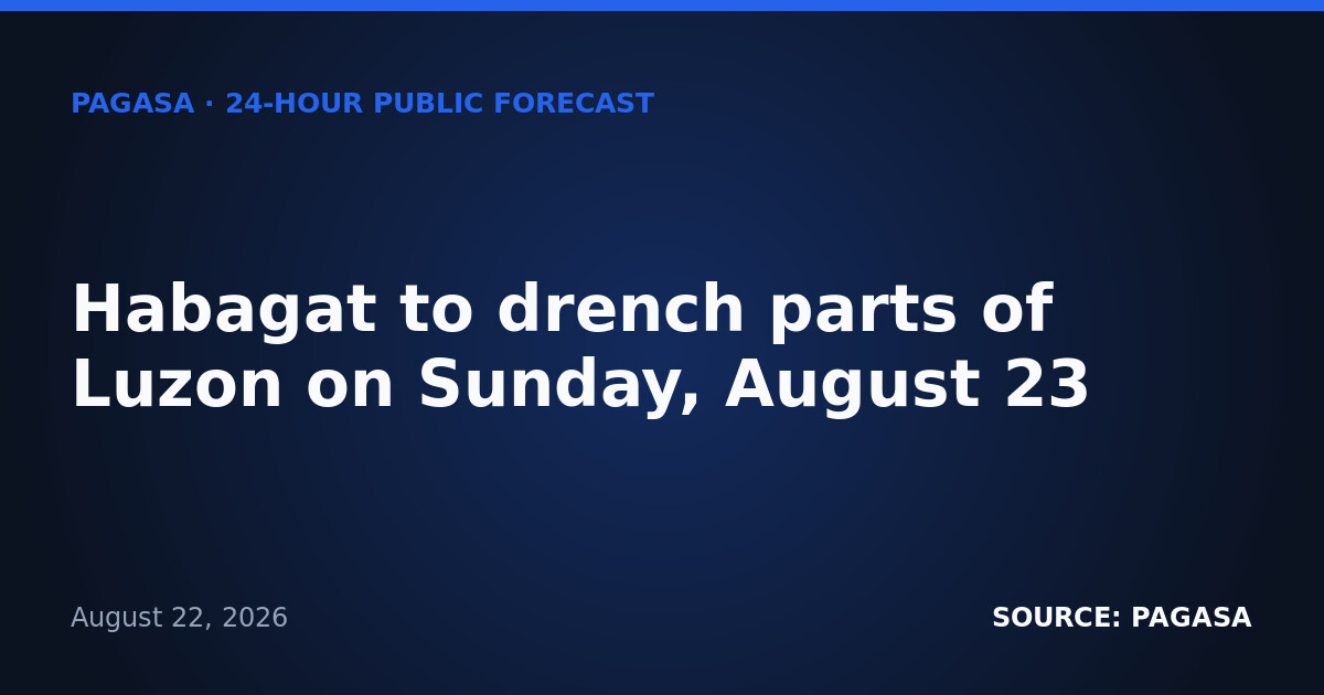 Habagat to drench parts of Luzon on Sunday, August 23